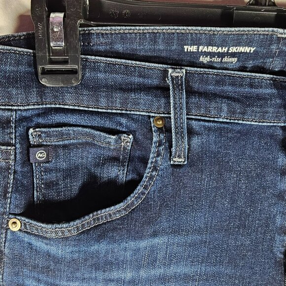AG Adriano Goldschmied The Farrah Skinny High-Rise Jeans Size 32R 32x29 Dark - Picture 2 of 9